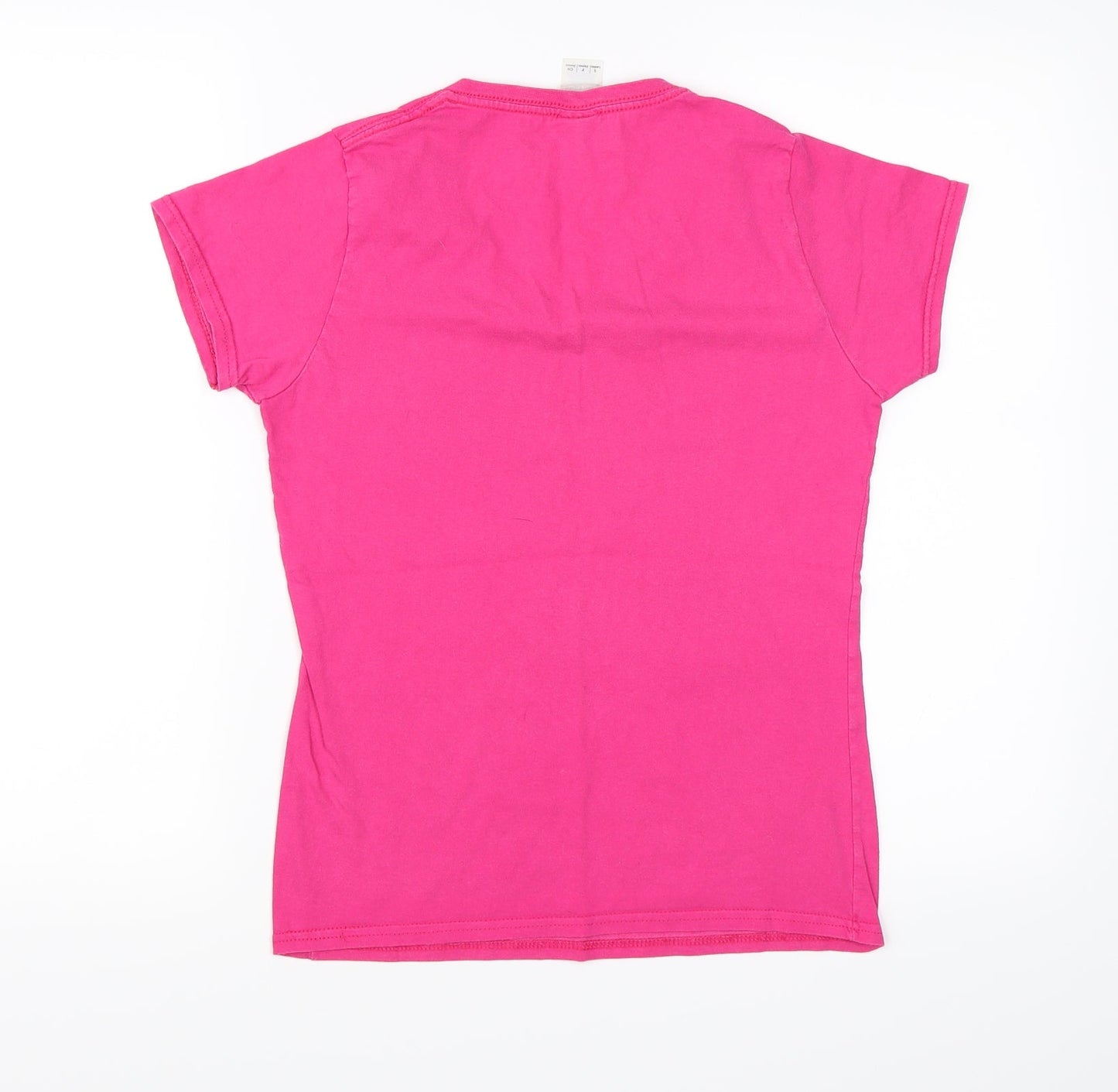 Womens UK Size S Gildan Pink Basic T-Shirt