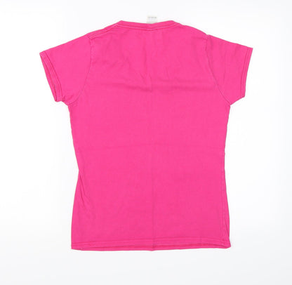 Womens UK Size S Gildan Pink Basic T-Shirt
