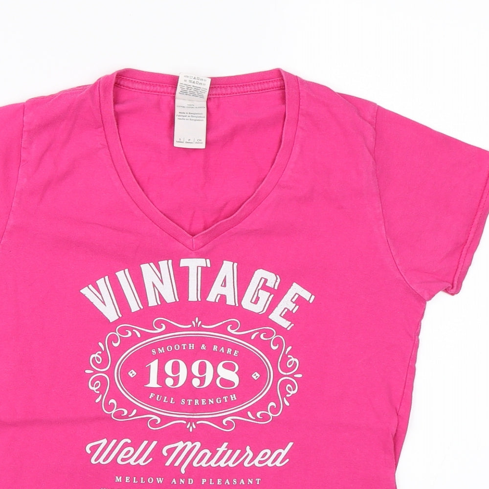 Womens UK Size S Gildan Pink Basic T-Shirt