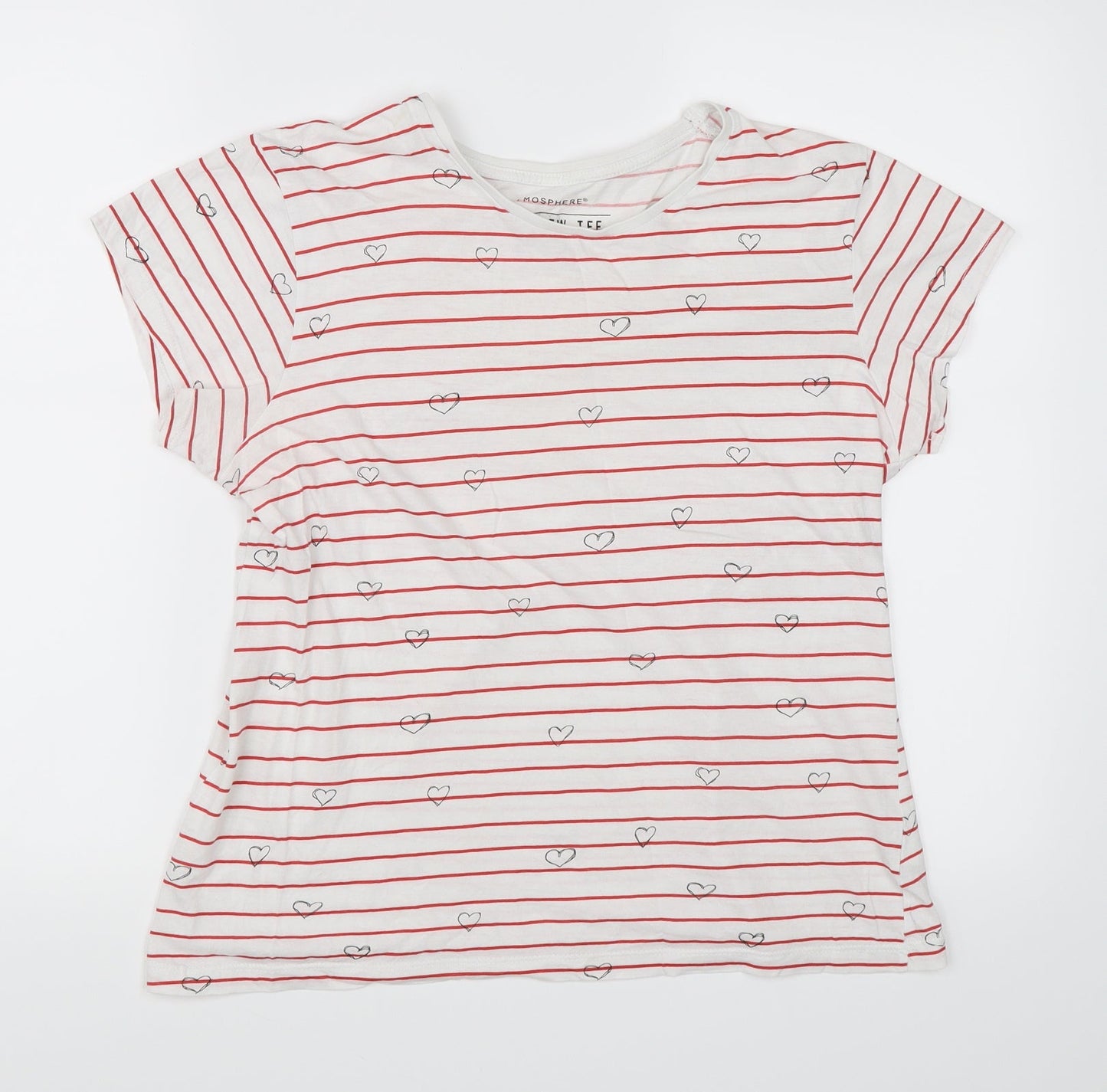 Atmosphere Womens White Striped  Basic T-Shirt Size 14