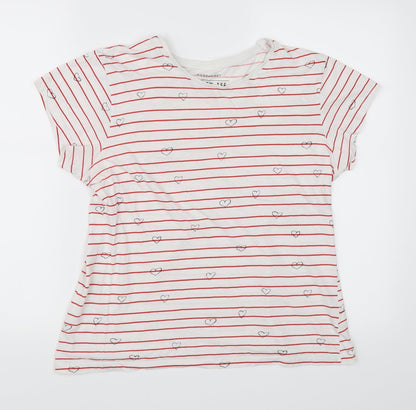 Atmosphere Womens White Striped  Basic T-Shirt Size 14