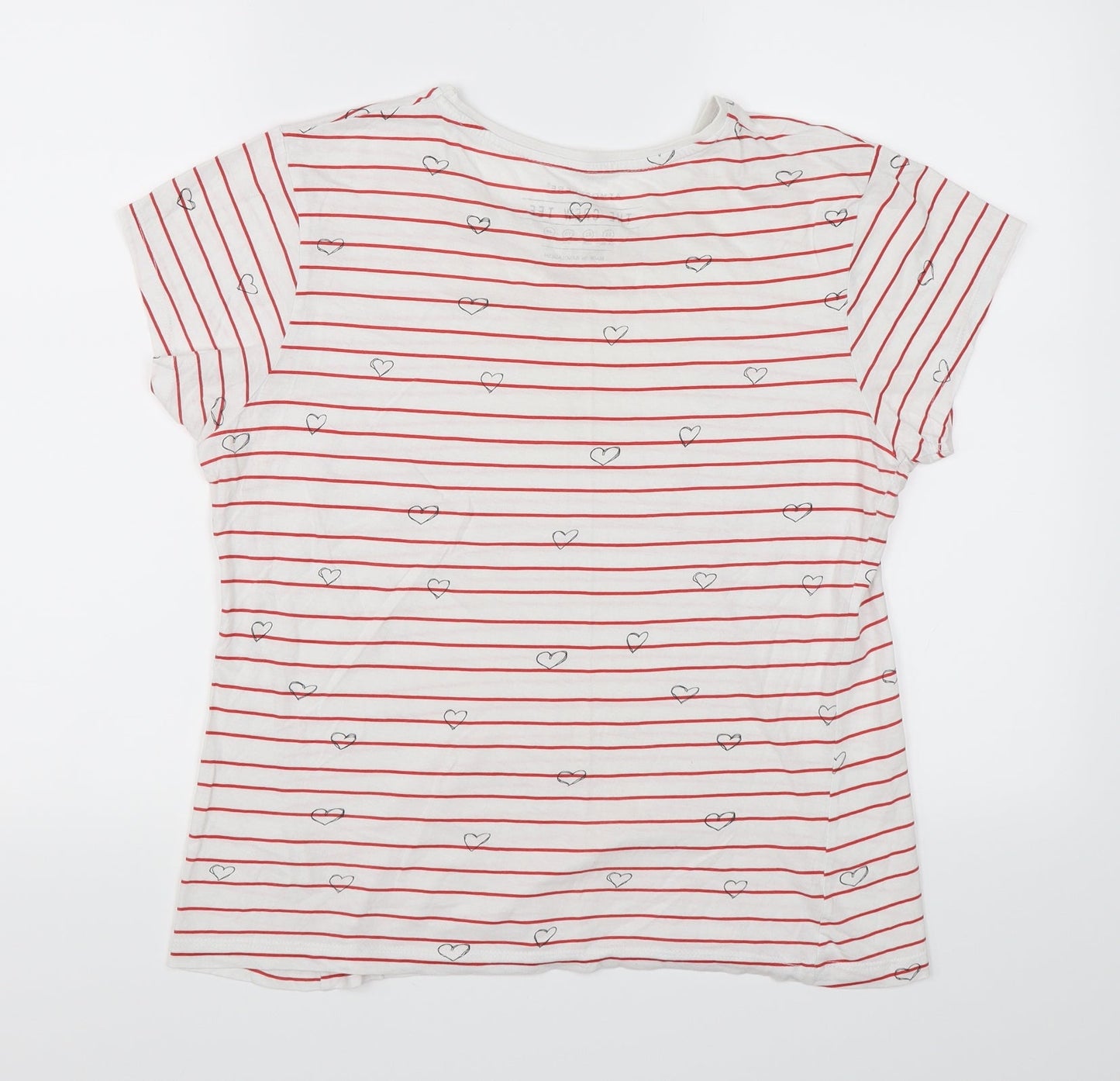 Atmosphere Womens White Striped  Basic T-Shirt Size 14