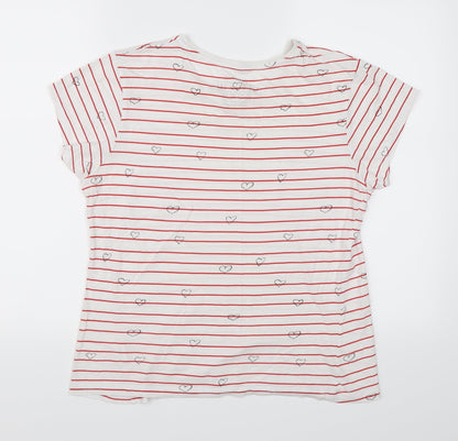 Atmosphere Womens White Striped  Basic T-Shirt Size 14