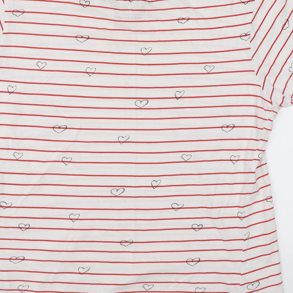 Atmosphere Womens White Striped  Basic T-Shirt Size 14