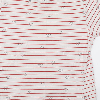 Atmosphere Womens White Striped  Basic T-Shirt Size 14