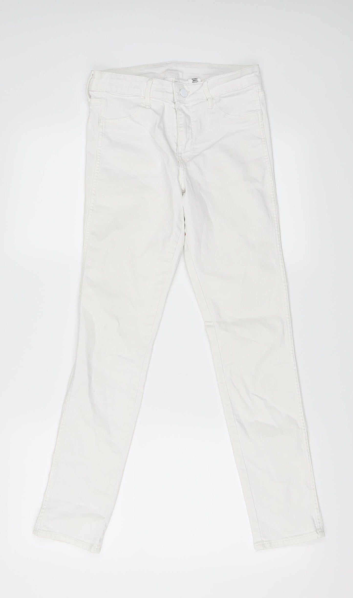 Womens UK Size 27 in H&M Regular Fit Skinny Ivory Jeans