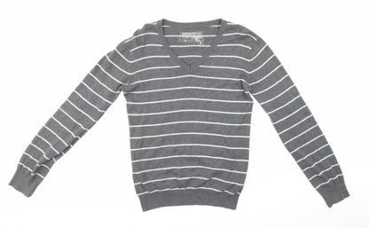 New Look Mens Grey Striped  Pullover Jumper Size S