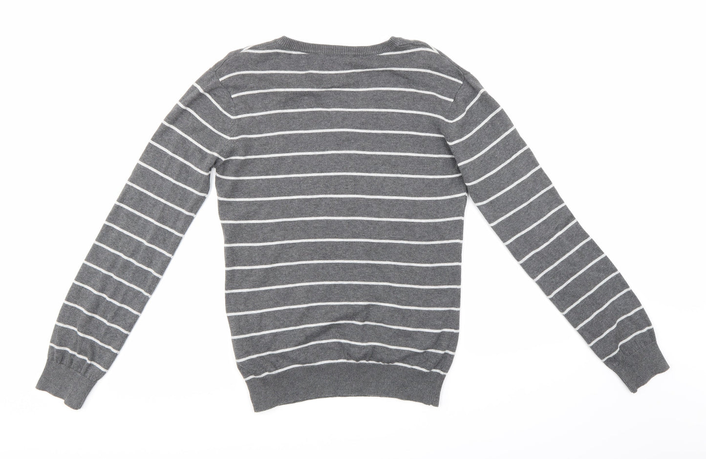 New Look Mens Grey Striped  Pullover Jumper Size S