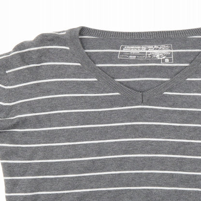 New Look Mens Grey Striped  Pullover Jumper Size S