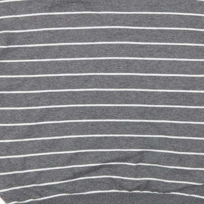 New Look Mens Grey Striped  Pullover Jumper Size S