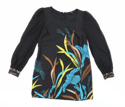 Star Womens Black Floral  A-Line  Size 12