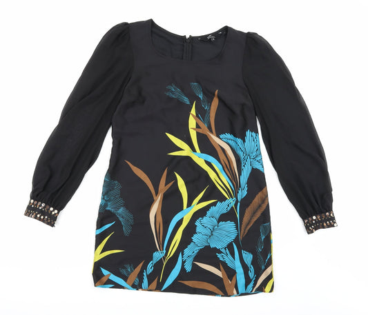 Star Womens Black Floral  A-Line  Size 12