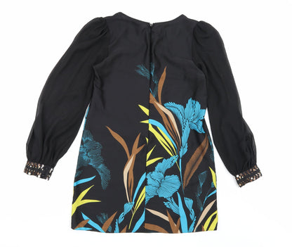 Star Womens Black Floral  A-Line  Size 12