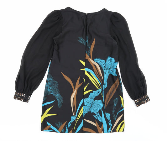 Star Womens Black Floral  A-Line  Size 12