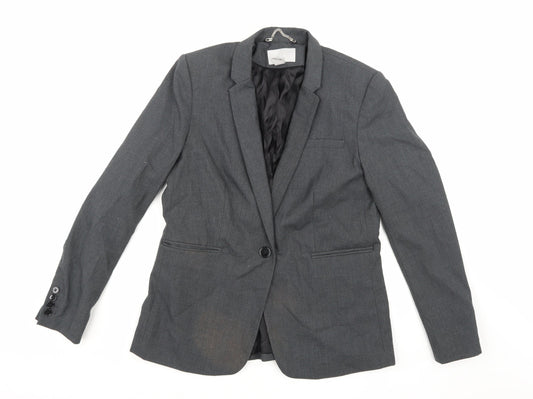 H&M Womens Grey  Rayon Jacket Suit Jacket Size 12
