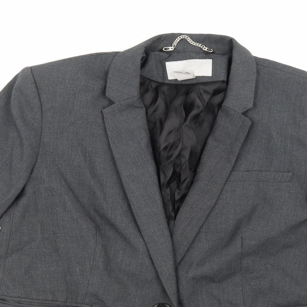 H&M Womens Grey  Rayon Jacket Suit Jacket Size 12