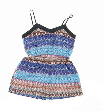 Topshop Womens Blue Striped  Playsuit One-Piece Size S