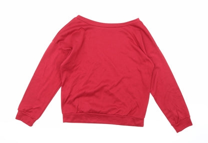 Preworn Womens Red  Jersey Pullover Sweatshirt Size L