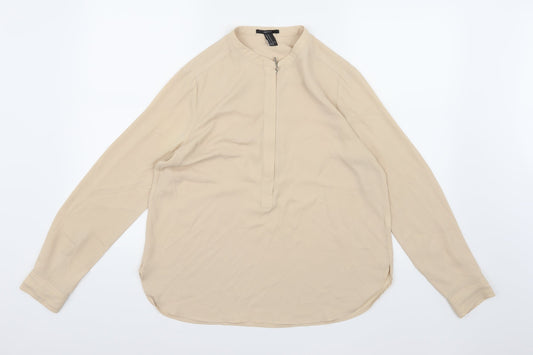 FOREVER 21 Womens Beige   Basic Blouse Size M