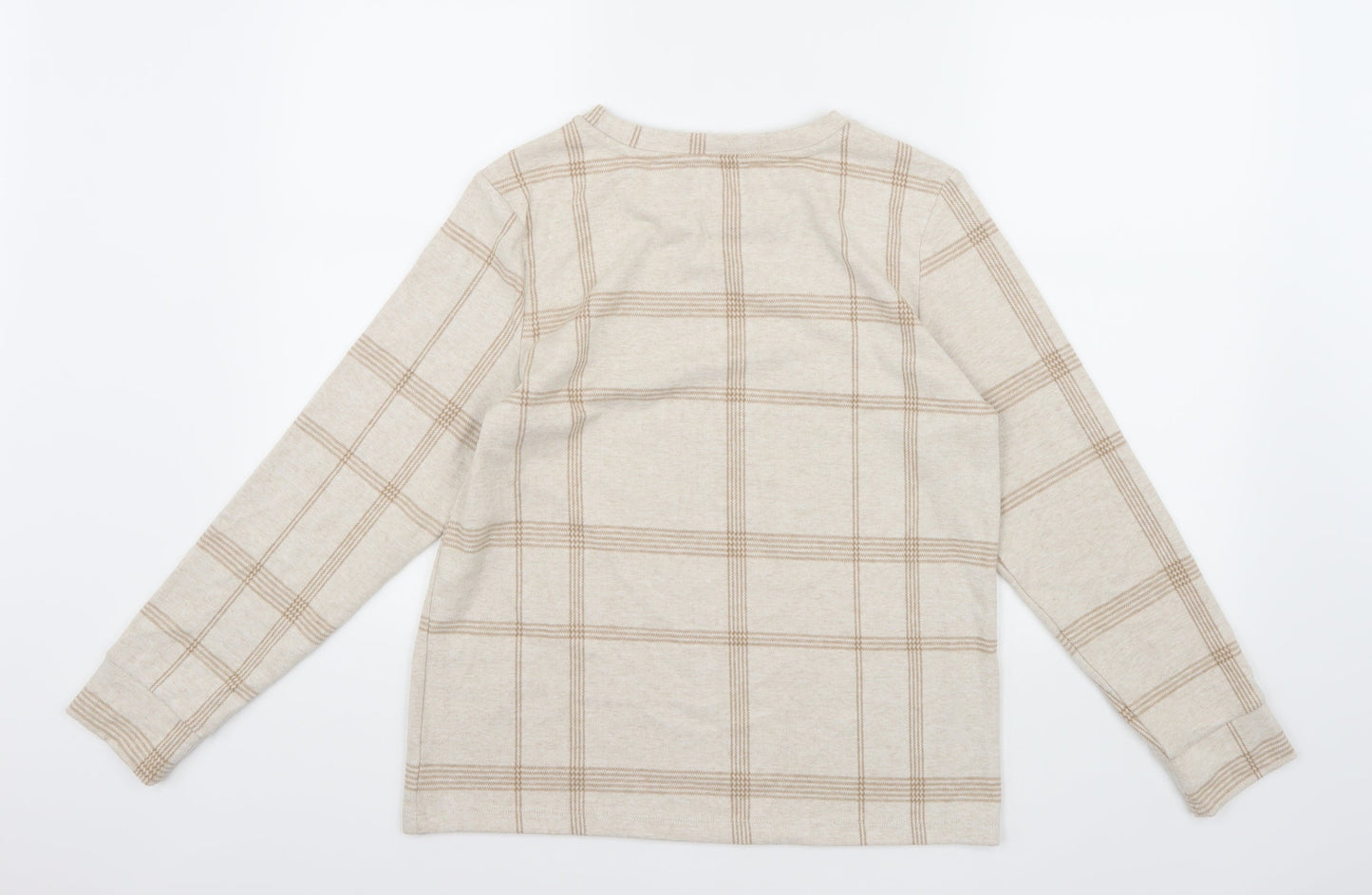 Marks and Spencer Womens Beige Check Knit Pullover Jumper Size 10