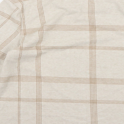 Marks and Spencer Womens Beige Check Knit Pullover Jumper Size 10