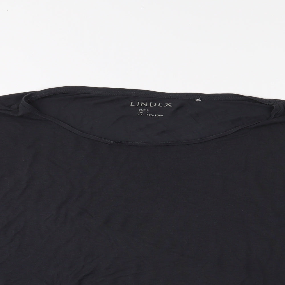 Womens UK Size L Lindex Black Basic T-Shirt