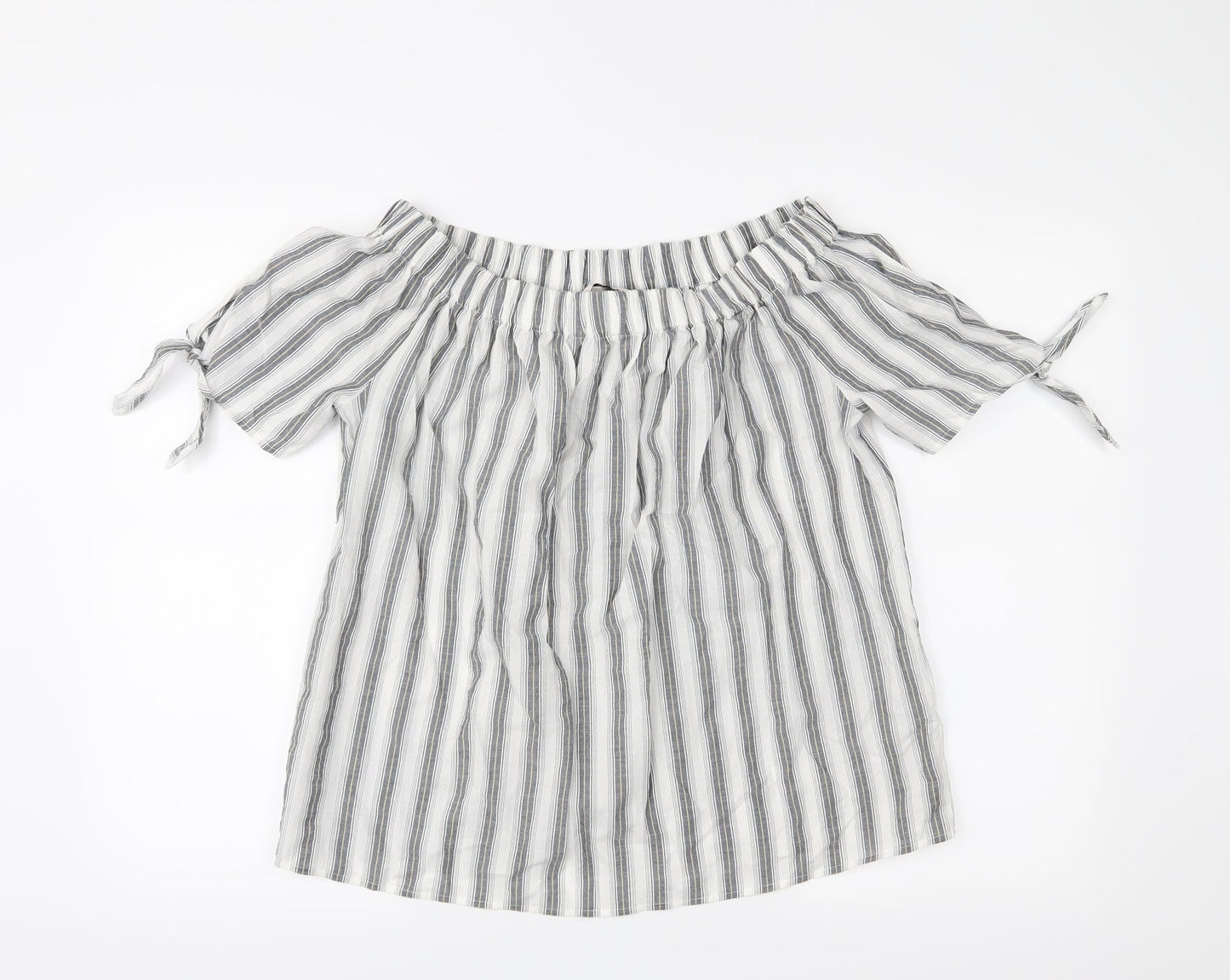 TU Womens White Striped  Basic Blouse Size 12