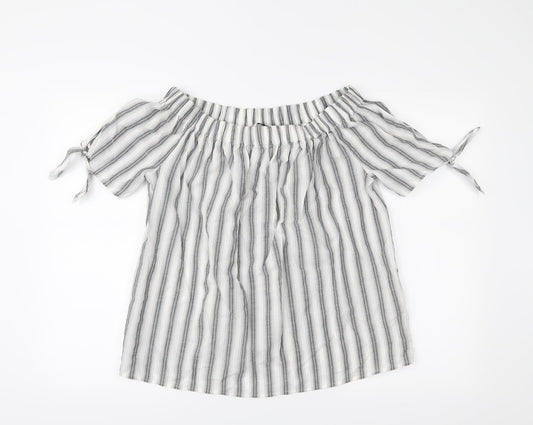 TU Womens White Striped  Basic Blouse Size 12