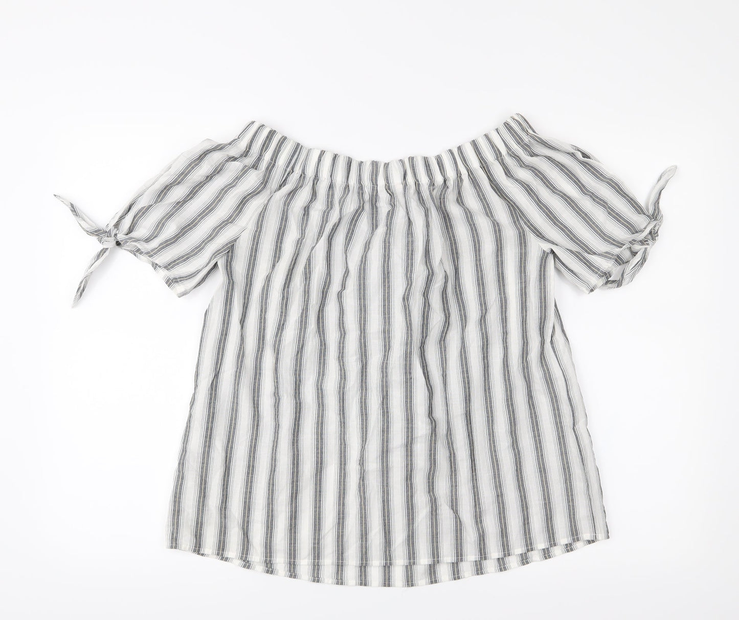 TU Womens White Striped  Basic Blouse Size 12