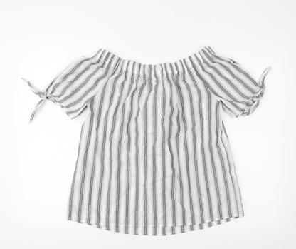 TU Womens White Striped  Basic Blouse Size 12