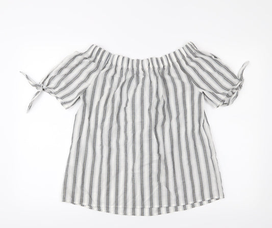 TU Womens White Striped  Basic Blouse Size 12