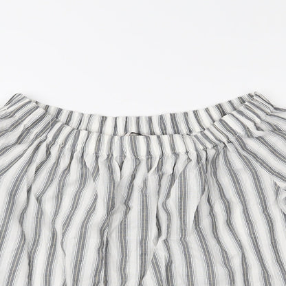 TU Womens White Striped  Basic Blouse Size 12