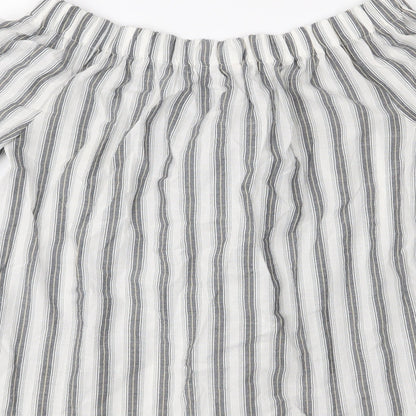 TU Womens White Striped  Basic Blouse Size 12