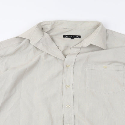 Mens UK Size XL Avenue Beige  Button-Up Long Sleeve Casual Shirt
