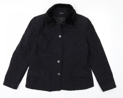 Womens UK Size 12 Etam Black Overcoat