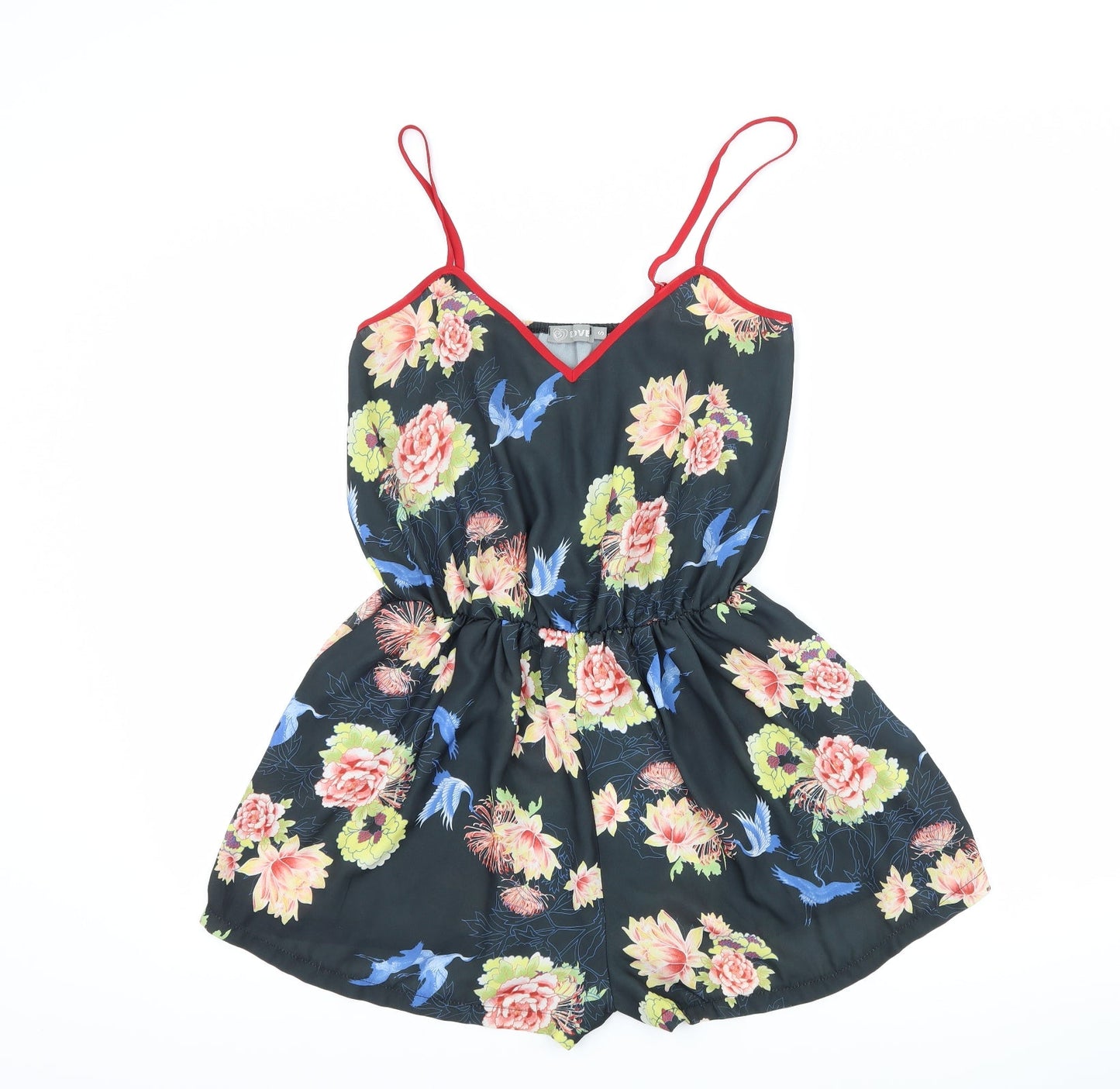 Love Womens Black Floral  Playsuit One-Piece Size S