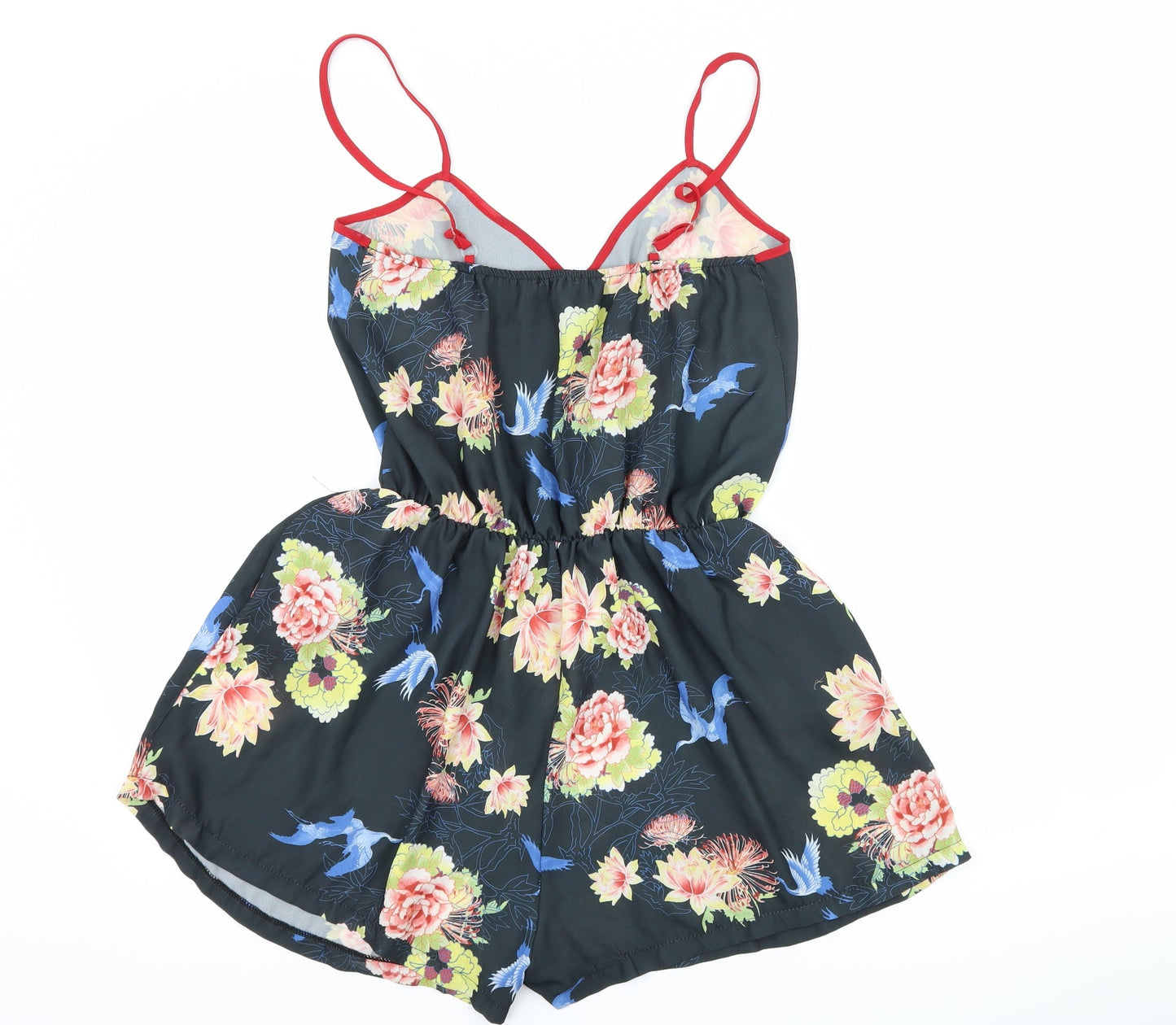 Love Womens Black Floral  Playsuit One-Piece Size S