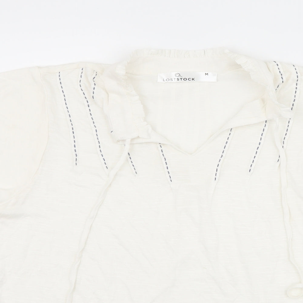 Womens UK Size M Lost Stock White Basic T-Shirt