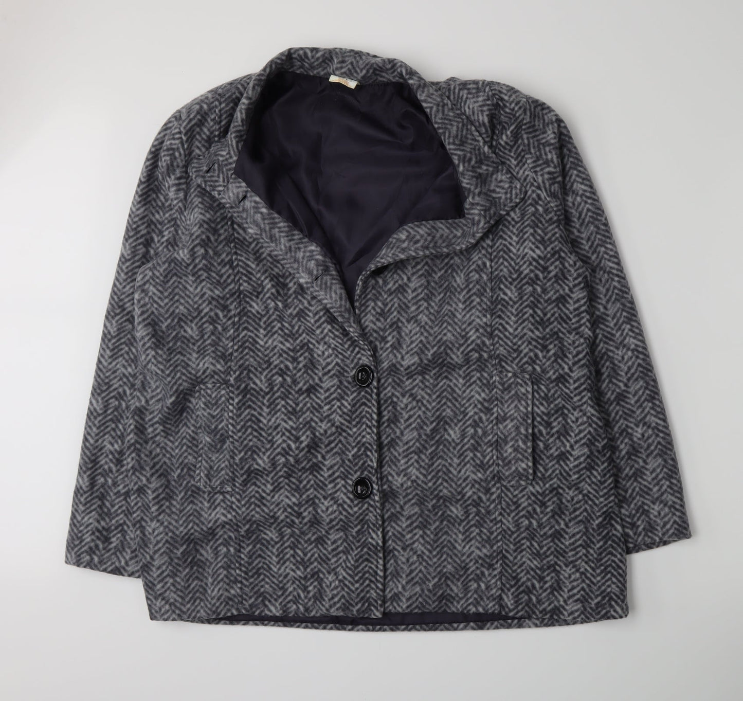 Anne De Lancay Womens Green Herringbone  Jacket Blazer Size L