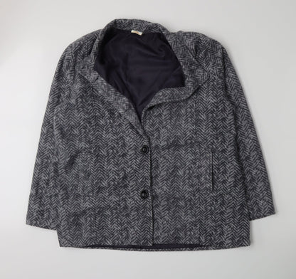 Anne De Lancay Womens Green Herringbone  Jacket Blazer Size L