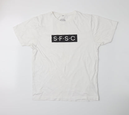 Womens UK Size L Continental White Basic T-Shirt