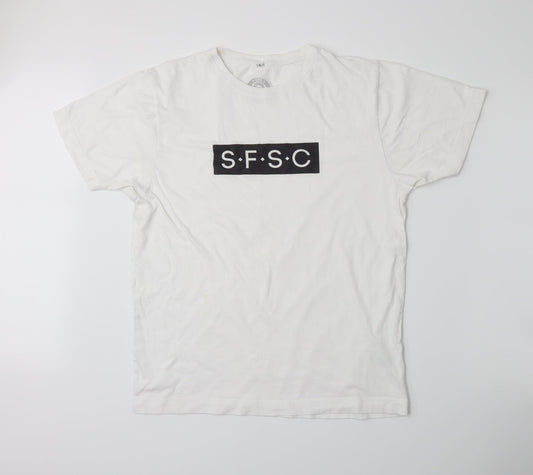 Womens UK Size L Continental White Basic T-Shirt