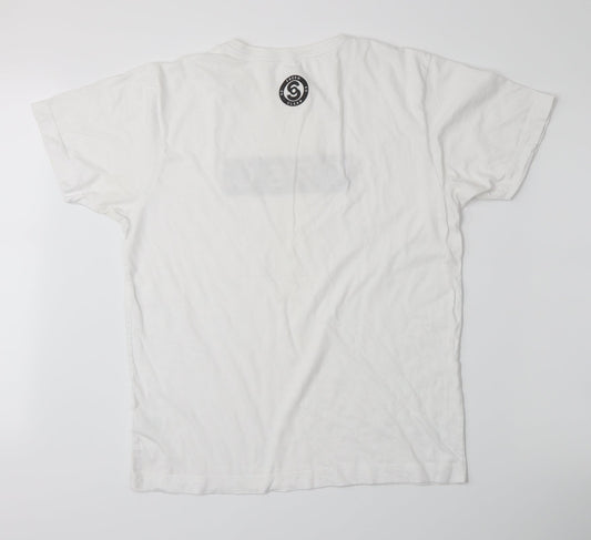 Womens UK Size L Continental White Basic T-Shirt