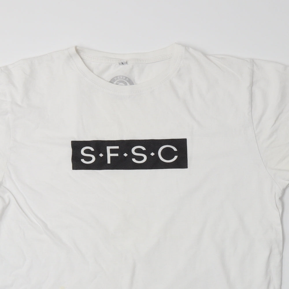 Womens UK Size L Continental White Basic T-Shirt