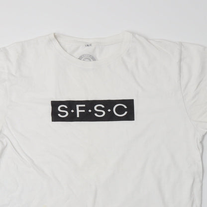 Womens UK Size L Continental White Basic T-Shirt