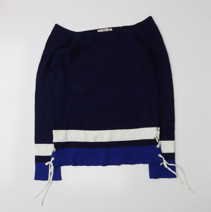 George Womens Blue Striped Knit Pullover Jumper Size 14