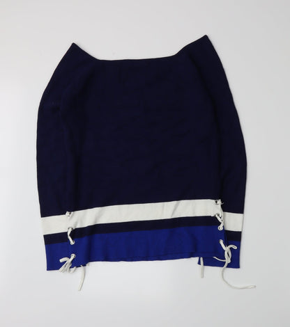 George Womens Blue Striped Knit Pullover Jumper Size 14