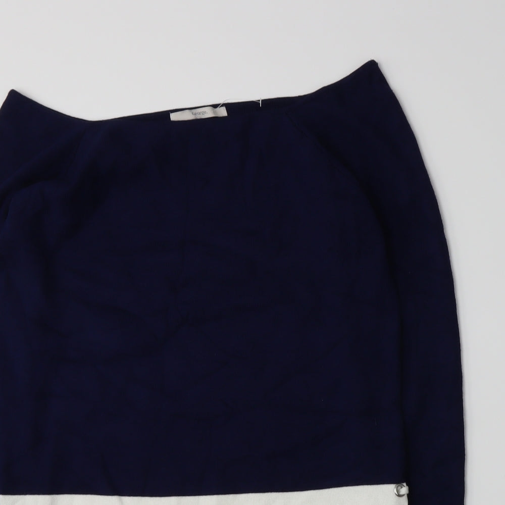 George Womens Blue Striped Knit Pullover Jumper Size 14