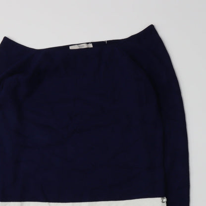 George Womens Blue Striped Knit Pullover Jumper Size 14