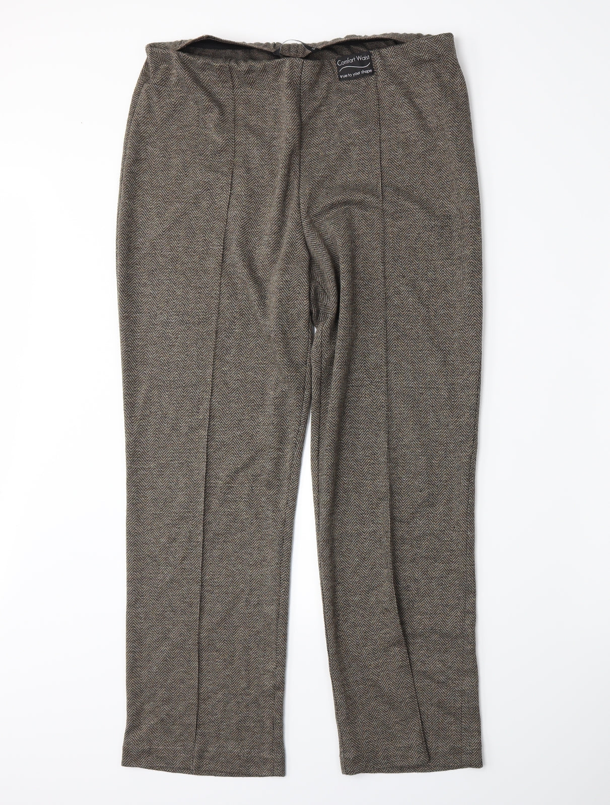 BM Womens Brown Herringbone  Trousers  Size 14 L27 in